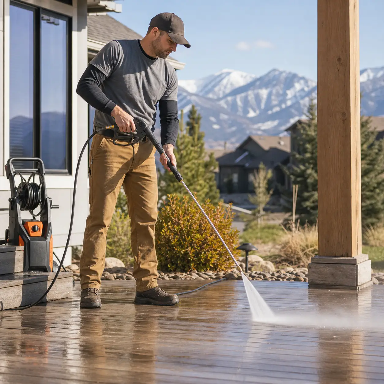 Power washing and exterior cleanup at a Bozeman home